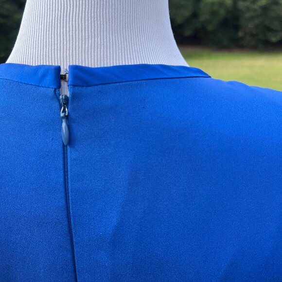 Carolina Herrara Vintage Cobalt Blue Drop Waist Flounce Dress sz 10 - Picture 7 of 11